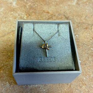 Sterling silver diamond cross necklace with a heart